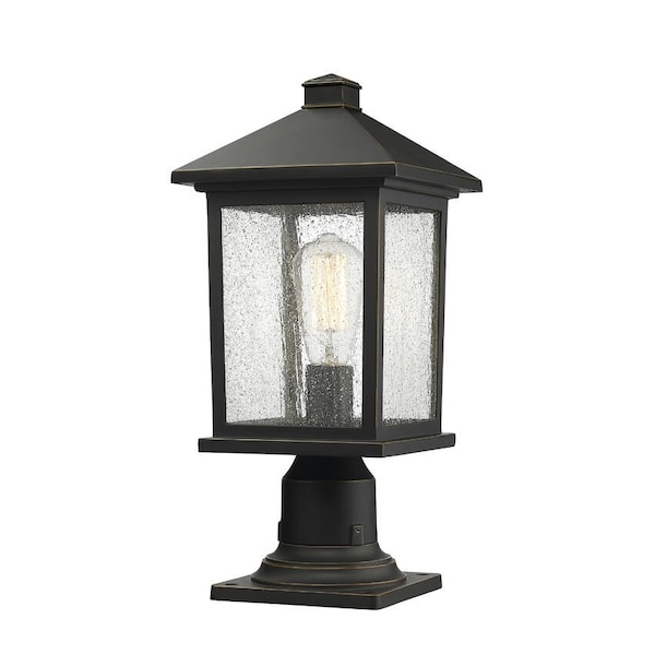 Z-Lite Portland 1 Light Outdoor Pier Mount Light, Oil Rubbed Bronze And Clear Seedy 531PHMR-533PM-ORB - main